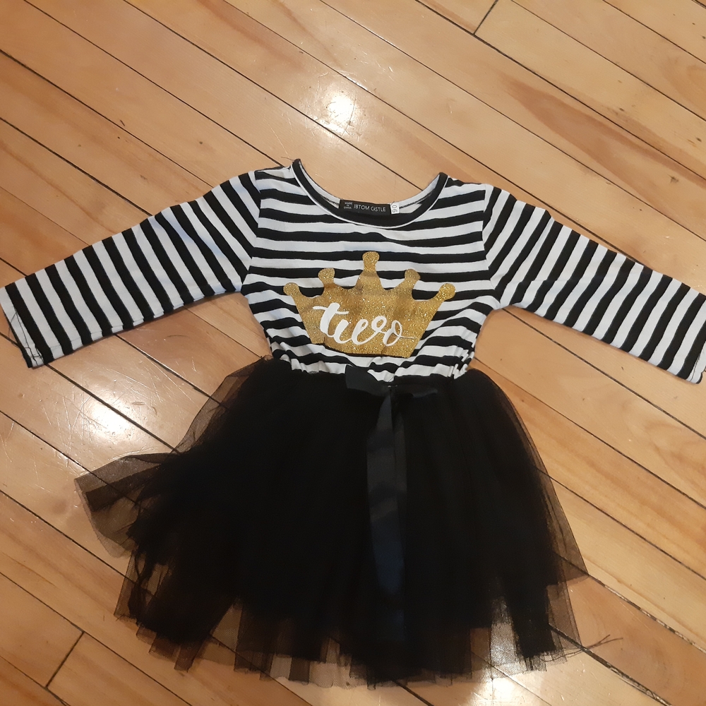 Striped Black and Gold Kids Costume Dress